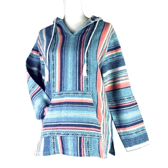 Beach Life LA DRFT Multicolor Poncho Hoodie Reggae Pocket V Neck Unisex Surfer - Picture 1 of 9